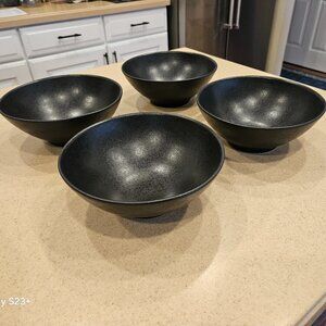 4 MODERN WILLIAMS SONOMA APILCO BLACK REGLISSE FRANCE PORCELAIN SOUP BOWL DISH